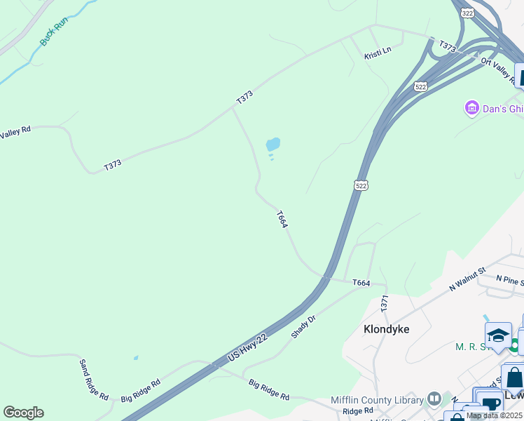 map of restaurants, bars, coffee shops, grocery stores, and more near 388 Country Lane in Lewistown