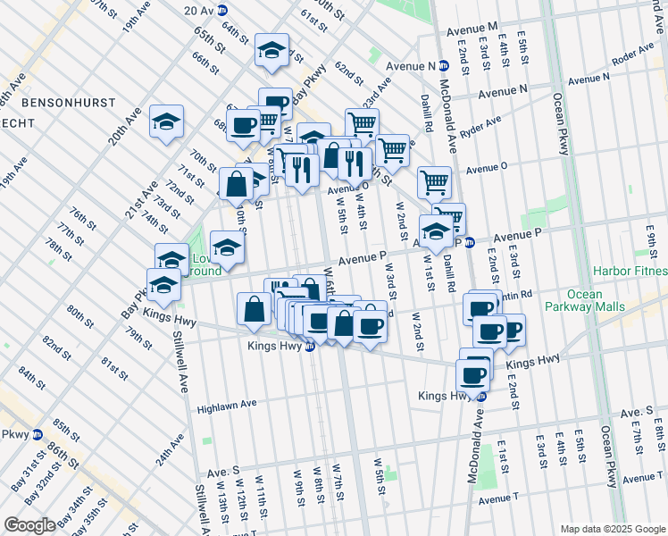 map of restaurants, bars, coffee shops, grocery stores, and more near in Brooklyn