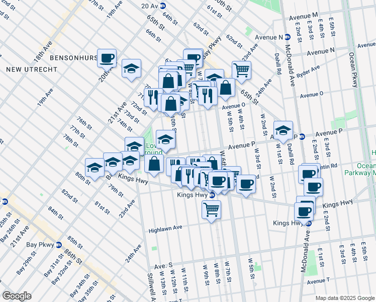 map of restaurants, bars, coffee shops, grocery stores, and more near in Brooklyn