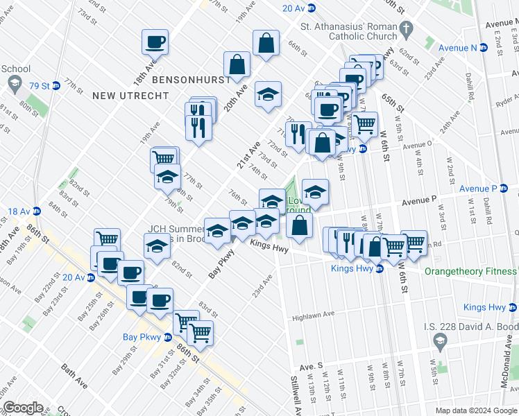 map of restaurants, bars, coffee shops, grocery stores, and more near in Brooklyn