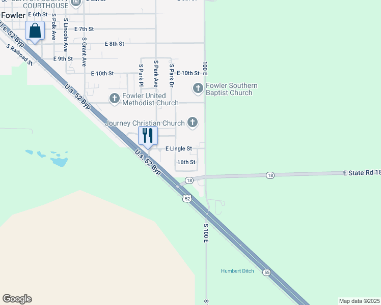 map of restaurants, bars, coffee shops, grocery stores, and more near 1106 South Shawn Ra Nae Drive in Fowler