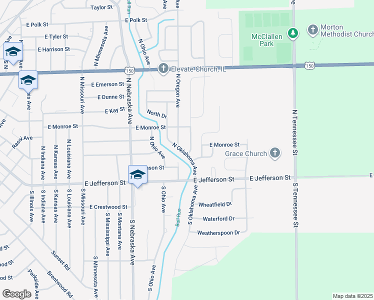 map of restaurants, bars, coffee shops, grocery stores, and more near 201 North Pocono Avenue in Morton