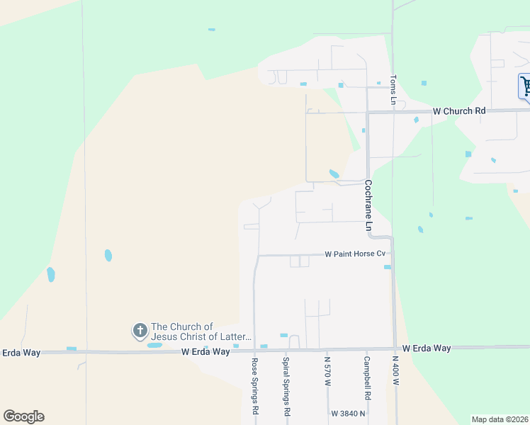 map of restaurants, bars, coffee shops, grocery stores, and more near 4342 Rose Springs Road in Erda