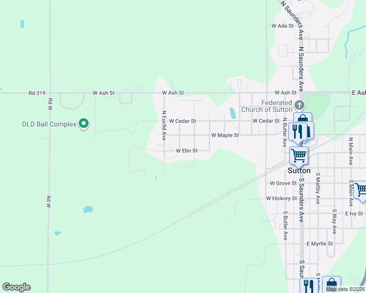 map of restaurants, bars, coffee shops, grocery stores, and more near 201-299 North Roy Avenue in Sutton