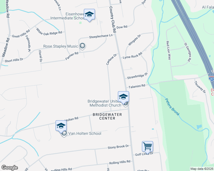 map of restaurants, bars, coffee shops, grocery stores, and more near 679 Carlene Drive in Bridgewater