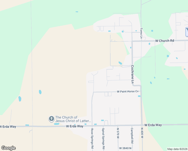 map of restaurants, bars, coffee shops, grocery stores, and more near 4364 Rose Springs Road in Erda