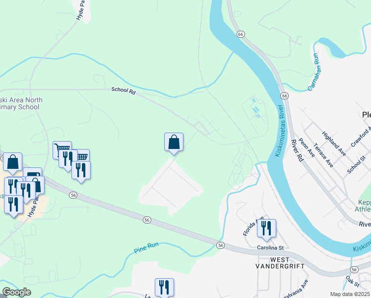 map of restaurants, bars, coffee shops, grocery stores, and more near 812 Hawk Valley Drive in Leechburg
