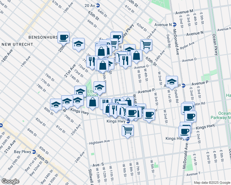 map of restaurants, bars, coffee shops, grocery stores, and more near in Brooklyn