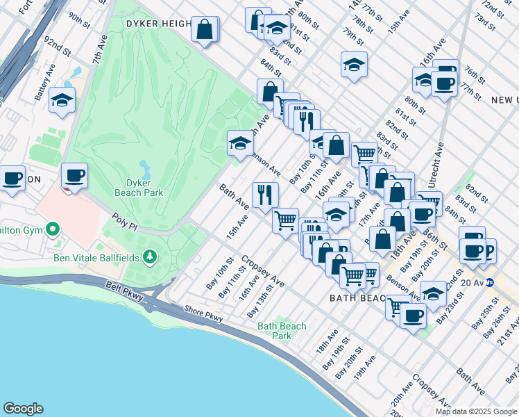 map of restaurants, bars, coffee shops, grocery stores, and more near in Brooklyn