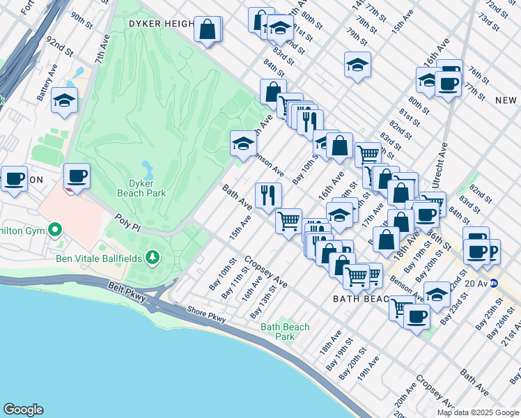 map of restaurants, bars, coffee shops, grocery stores, and more near in Brooklyn