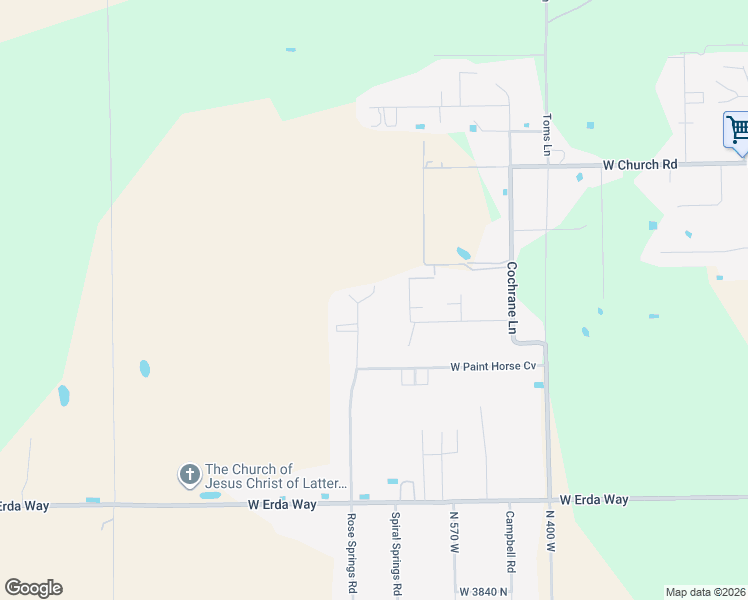 map of restaurants, bars, coffee shops, grocery stores, and more near 4342 Rose Springs Road in Erda