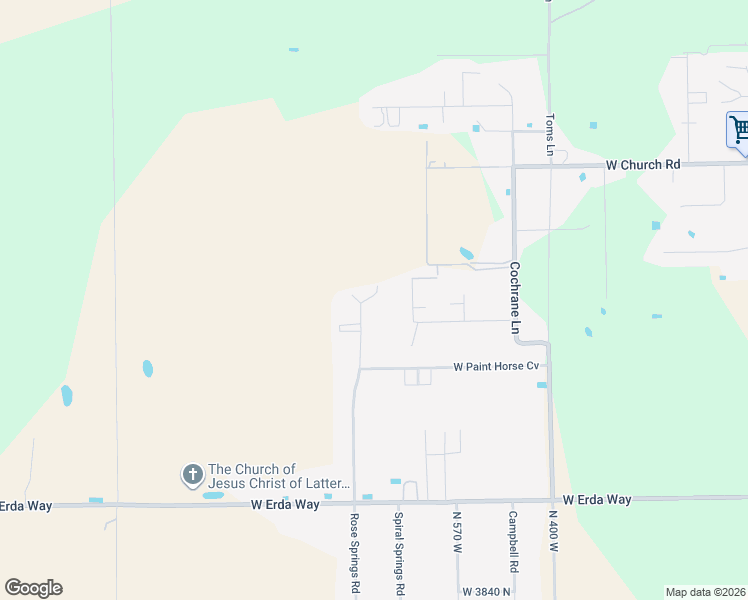 map of restaurants, bars, coffee shops, grocery stores, and more near 4342 Rose Springs Road in Erda