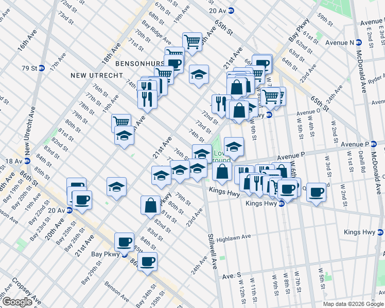 map of restaurants, bars, coffee shops, grocery stores, and more near in Brooklyn