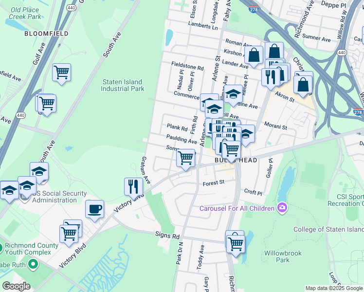 map of restaurants, bars, coffee shops, grocery stores, and more near 141 Sommer Avenue in Staten Island