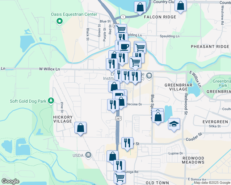 map of restaurants, bars, coffee shops, grocery stores, and more near 1513 Colorado 14 in Fort Collins