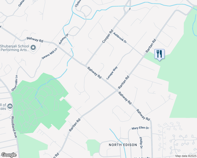 map of restaurants, bars, coffee shops, grocery stores, and more near 1530 Rahway Road in Scotch Plains