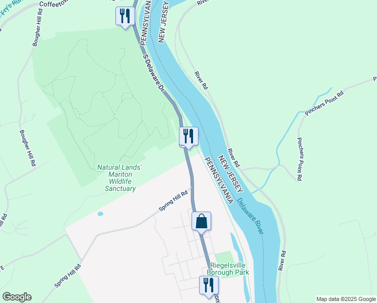 map of restaurants, bars, coffee shops, grocery stores, and more near 3207 South Delaware Drive in Easton