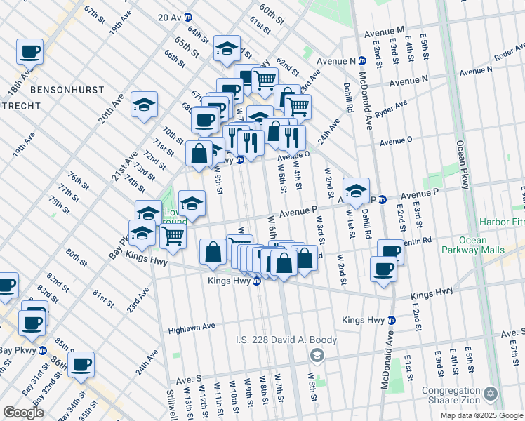 map of restaurants, bars, coffee shops, grocery stores, and more near in Brooklyn