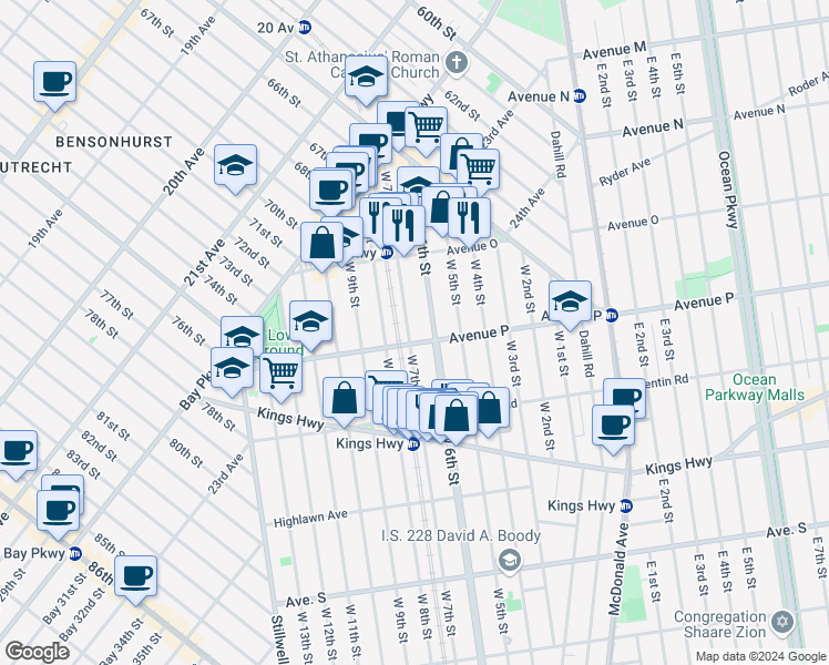 map of restaurants, bars, coffee shops, grocery stores, and more near in Brooklyn