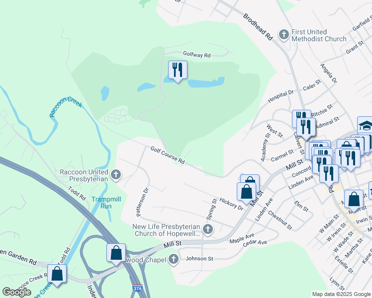 map of restaurants, bars, coffee shops, grocery stores, and more near 1015 Joseph Drive in Aliquippa
