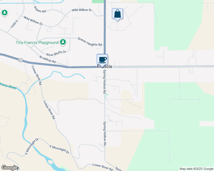 map of restaurants, bars, coffee shops, grocery stores, and more near 2341 Spring Hollow Road in Kamas