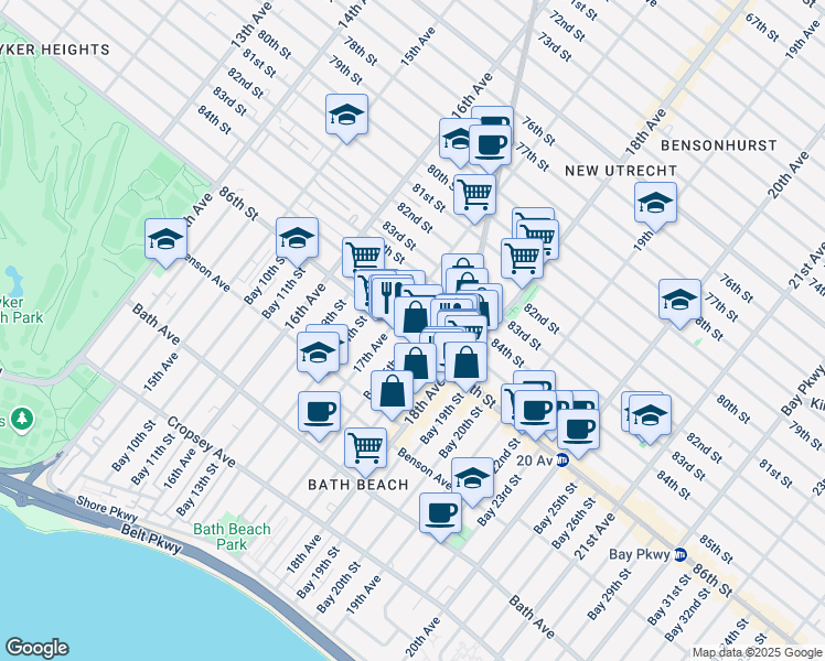 map of restaurants, bars, coffee shops, grocery stores, and more near in Brooklyn