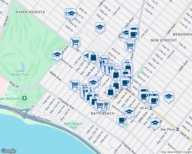 map of restaurants, bars, coffee shops, grocery stores, and more near in Brooklyn