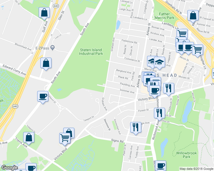 map of restaurants, bars, coffee shops, grocery stores, and more near 211 Sommer Avenue in Staten Island
