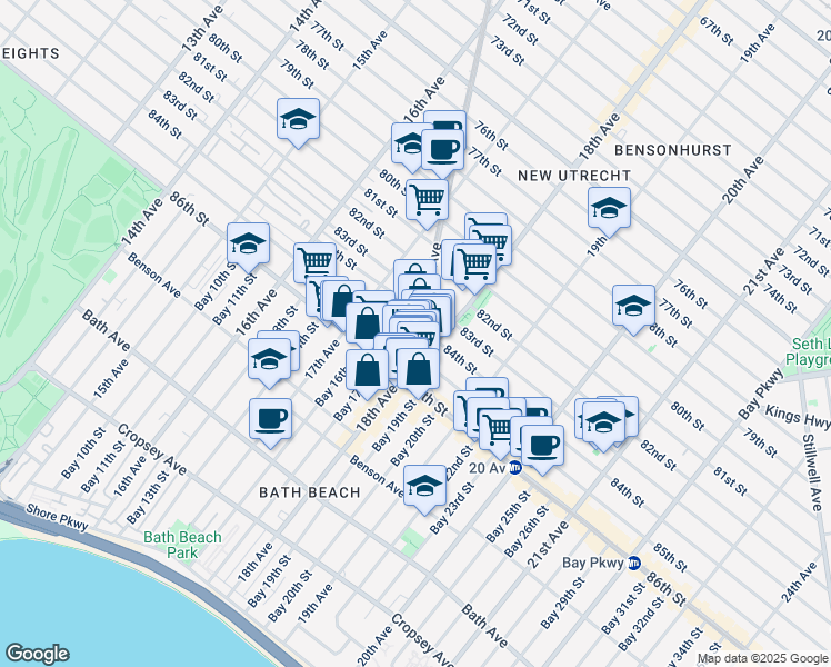 map of restaurants, bars, coffee shops, grocery stores, and more near in Brooklyn