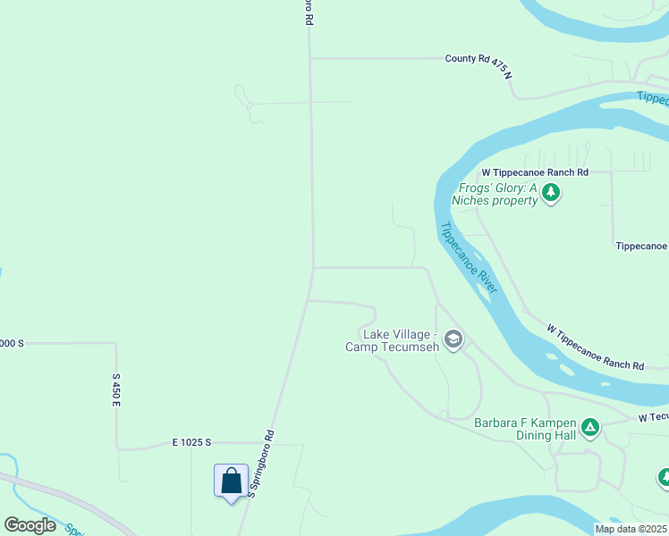 map of restaurants, bars, coffee shops, grocery stores, and more near 12635 West Tecumseh Bend Road in Brookston