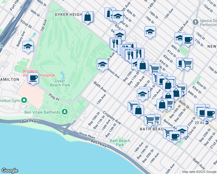 map of restaurants, bars, coffee shops, grocery stores, and more near in Brooklyn