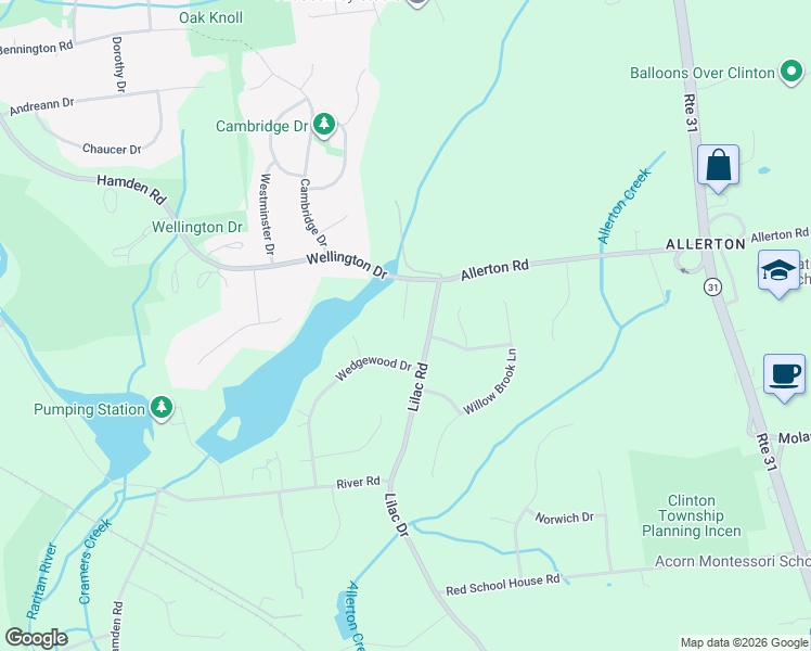 map of restaurants, bars, coffee shops, grocery stores, and more near 2 Wedgewood Drive in Clinton Township