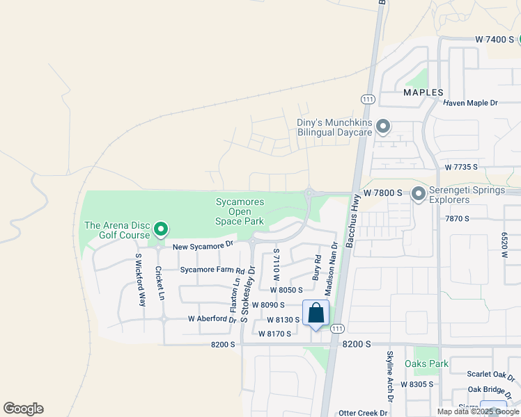 map of restaurants, bars, coffee shops, grocery stores, and more near 7176 Moorepark Place in West Jordan