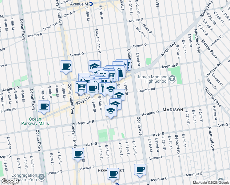 map of restaurants, bars, coffee shops, grocery stores, and more near in Brooklyn