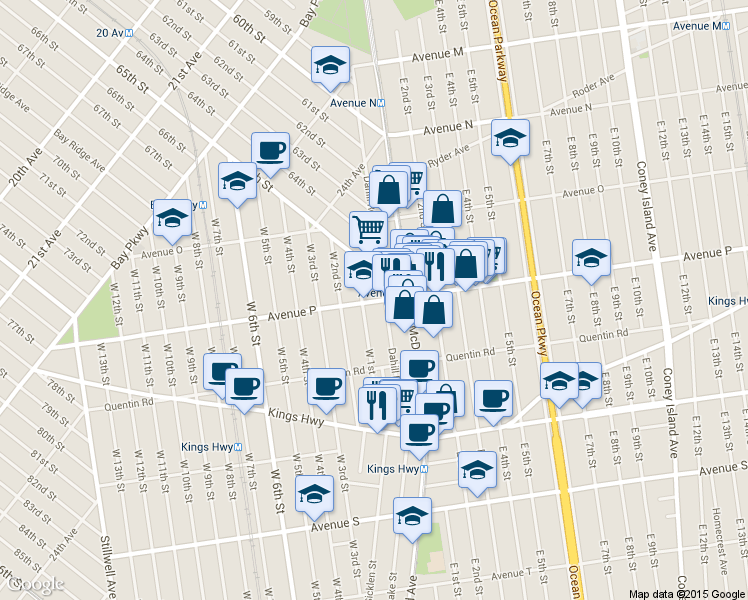 map of restaurants, bars, coffee shops, grocery stores, and more near in Brooklyn