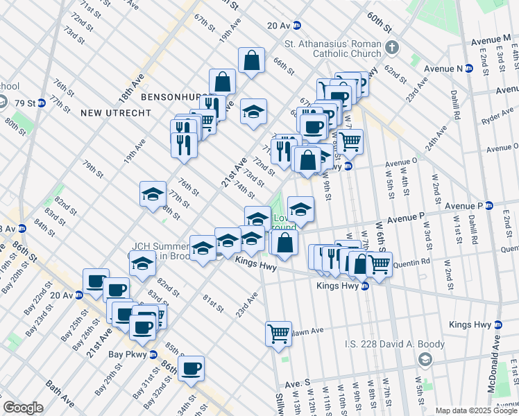 map of restaurants, bars, coffee shops, grocery stores, and more near in Brooklyn