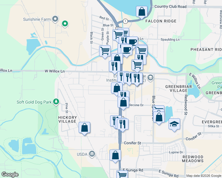 map of restaurants, bars, coffee shops, grocery stores, and more near 1513 Colorado 14 in Fort Collins