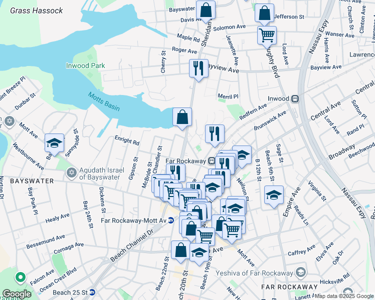 map of restaurants, bars, coffee shops, grocery stores, and more near in Queens