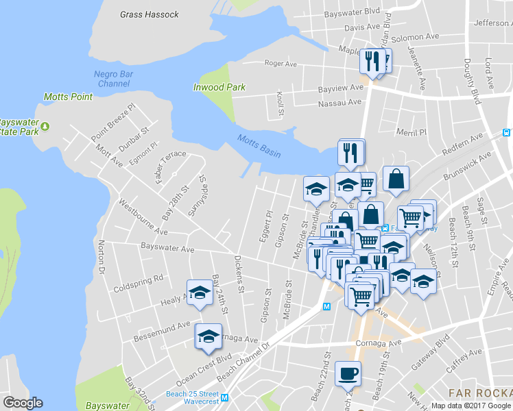 map of restaurants, bars, coffee shops, grocery stores, and more near 1414 Dickens Street in Queens