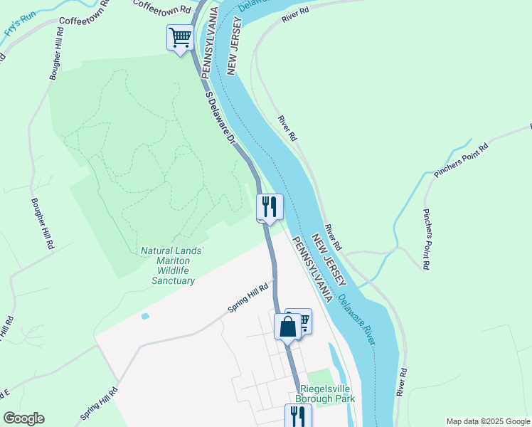 map of restaurants, bars, coffee shops, grocery stores, and more near 3207 South Delaware Drive in Easton