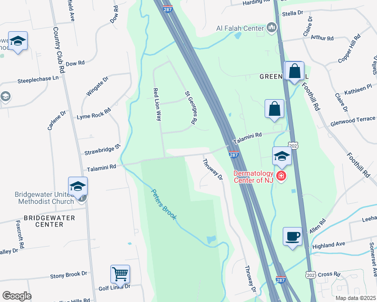 map of restaurants, bars, coffee shops, grocery stores, and more near 695 Talamini Road in Bridgewater