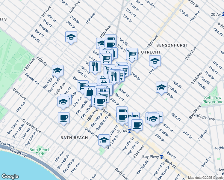 map of restaurants, bars, coffee shops, grocery stores, and more near in Brooklyn