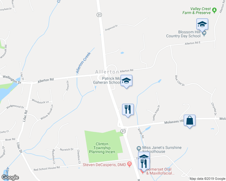 map of restaurants, bars, coffee shops, grocery stores, and more near 2 Hoffman Road in Lebanon