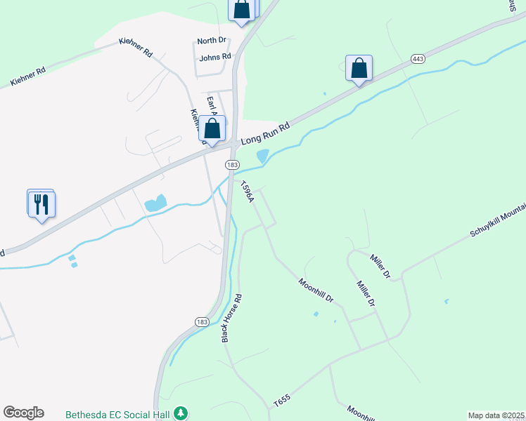 map of restaurants, bars, coffee shops, grocery stores, and more near 504 Long Run Drive in Schuylkill Haven