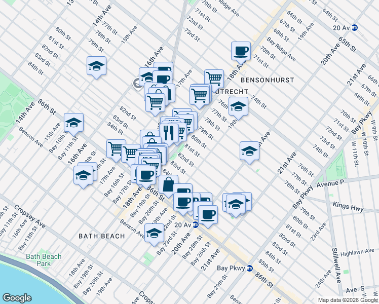 map of restaurants, bars, coffee shops, grocery stores, and more near in Brooklyn