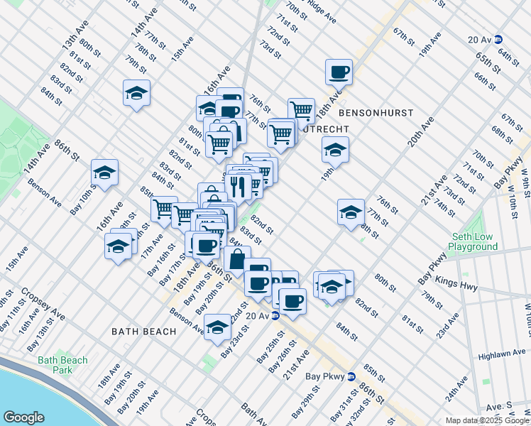 map of restaurants, bars, coffee shops, grocery stores, and more near in Brooklyn