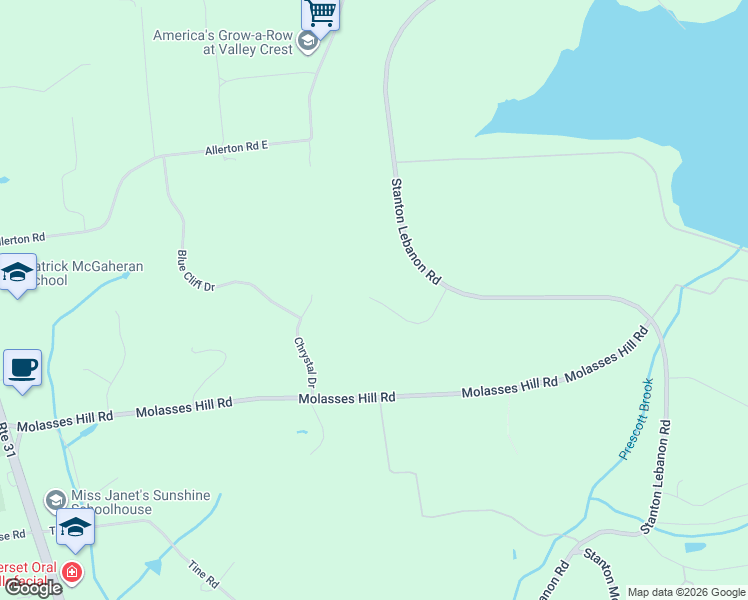 map of restaurants, bars, coffee shops, grocery stores, and more near 6 Fawn Ridge Road in Lebanon