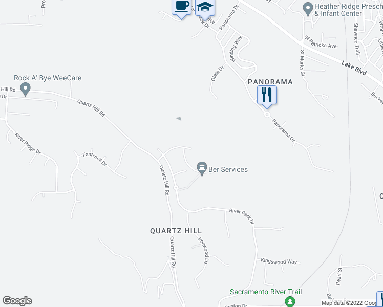 map of restaurants, bars, coffee shops, grocery stores, and more near 2051 Terra Nova Drive in Redding