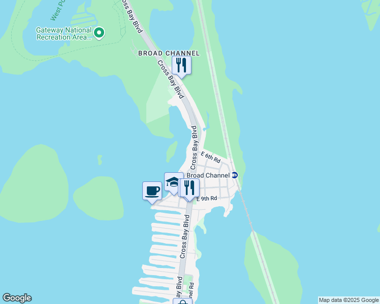 map of restaurants, bars, coffee shops, grocery stores, and more near 6-05 Cross Bay Boulevard in Queens