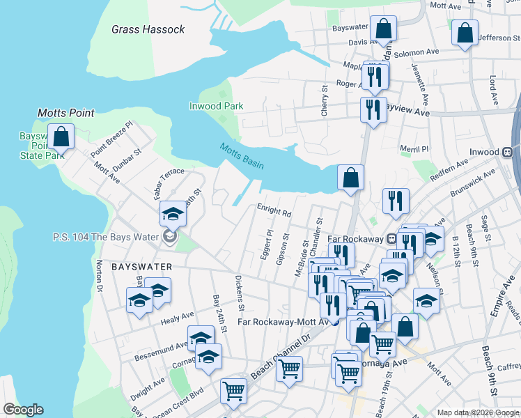 map of restaurants, bars, coffee shops, grocery stores, and more near 14-14 Dickens Street in Queens